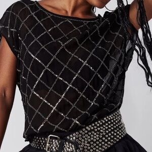 FREE PEOPLE “NIGHTFALL” OVERSIZED SEQUIN TOP/TUNIC SIZE M